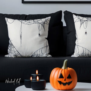 throw pillow with 'Hanging Spider' design