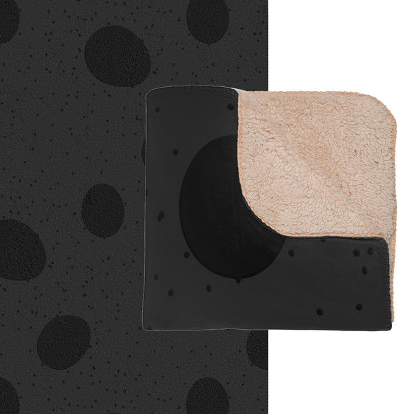 Black Polka Dot Soft Sherpa Throw Blanket
