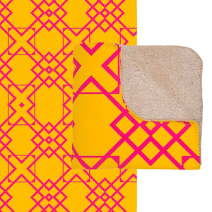 Yellow & Pink Geometric Sherpa Throw Blanket