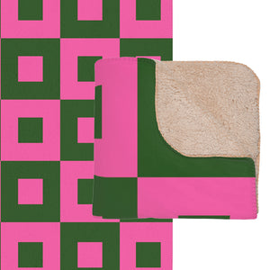 Pink and Green Modern Geometric Throw Blanket