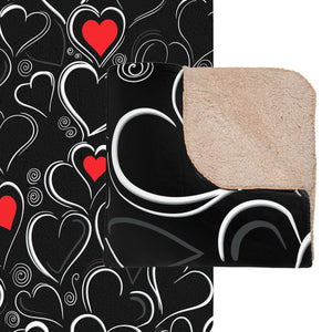Decorative Hearts Sherpa Throw Blanket