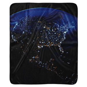 Earth's Horizon Space Blue Sherpa Throw Blanket
