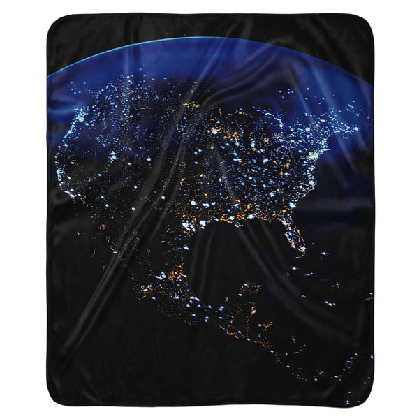 Earth's Horizon Space Blue Sherpa Throw Blanket