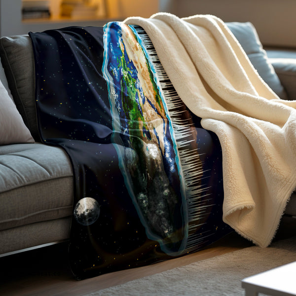 Flat Earth Funny Gift Idea Plush Sherpa Blanket