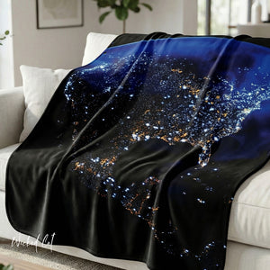 Earth's Horizon Space Blue Sherpa Throw Blanket