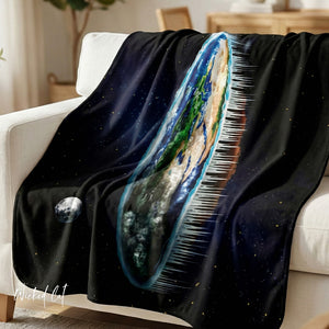 Flat Earth Funny Gift Idea Plush Sherpa Blanket