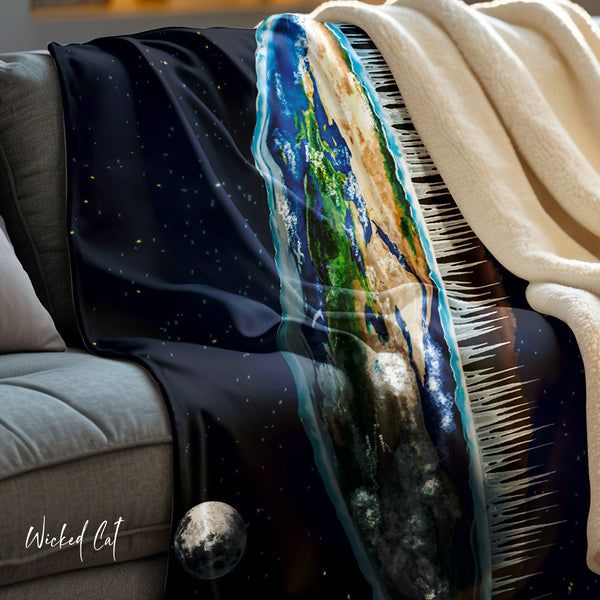 Flat Earth Funny Gift Idea Plush Sherpa Blanket