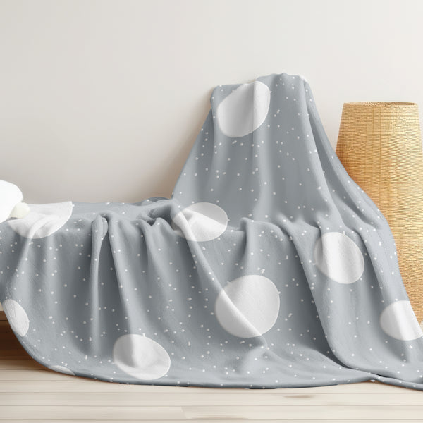 Grey Polka Dot Soft Sherpa Throw Blanket