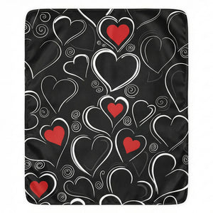 Decorative Hearts Sherpa Throw Blanket