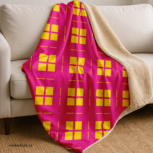 Pink and Yellow Modern Decor Throw Blanket