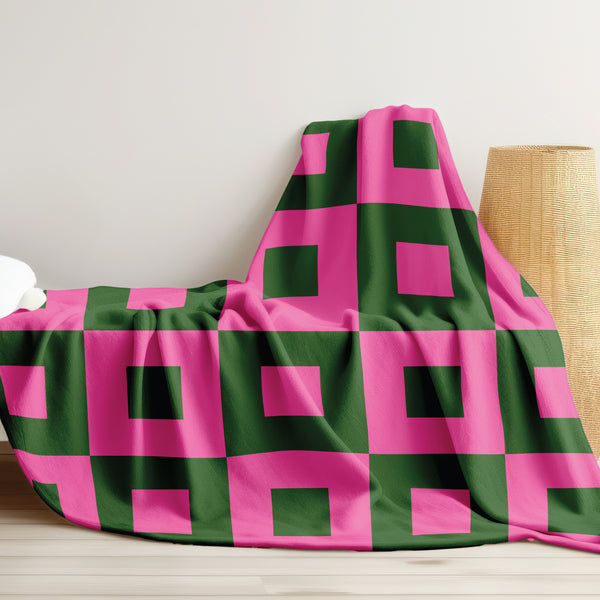 Pink and Green Modern Geometric Throw Blanket