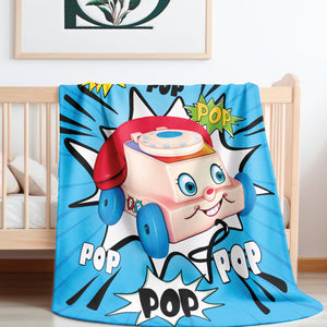 Retro Toy Phone Cute Sherpa Baby Blanket