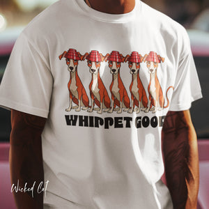 Forest t-shirt with 'Whippet Good Devo 80's Music Funny' design on a white background