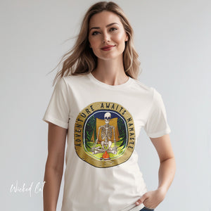 Yoga Skeleton Camping Adventure Awaits T-Shirt
