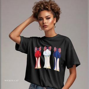 Dark grey t-shirt with 'Patriotic Fashion July 4th' design on a white background