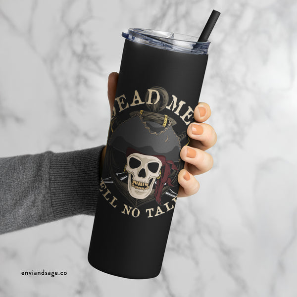 Dead Men Tell No Tales Pirate Skull Tumbler with Straw 20oz